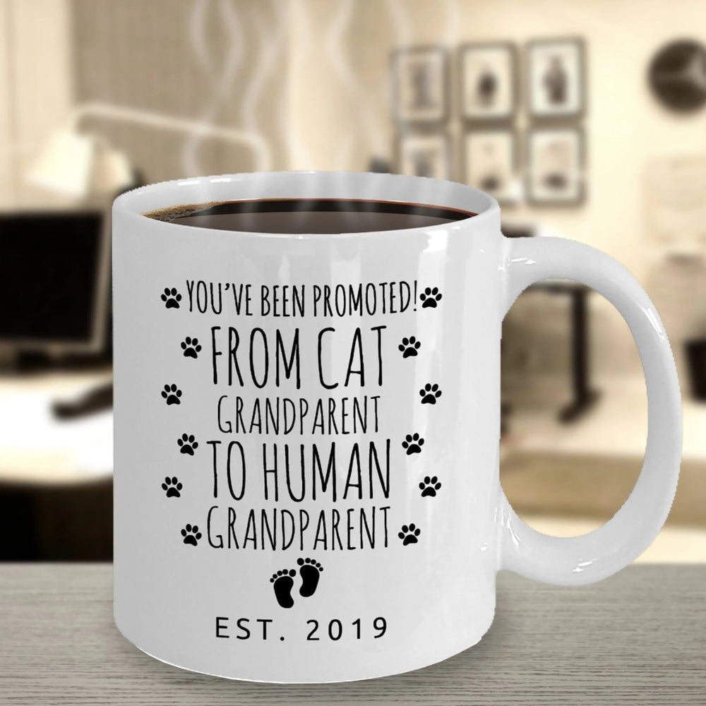 Cat Grandparent To Human Grandparent Mug Pregnancy Reveal Custom Mug - 11 oz. or 15 oz. Mug