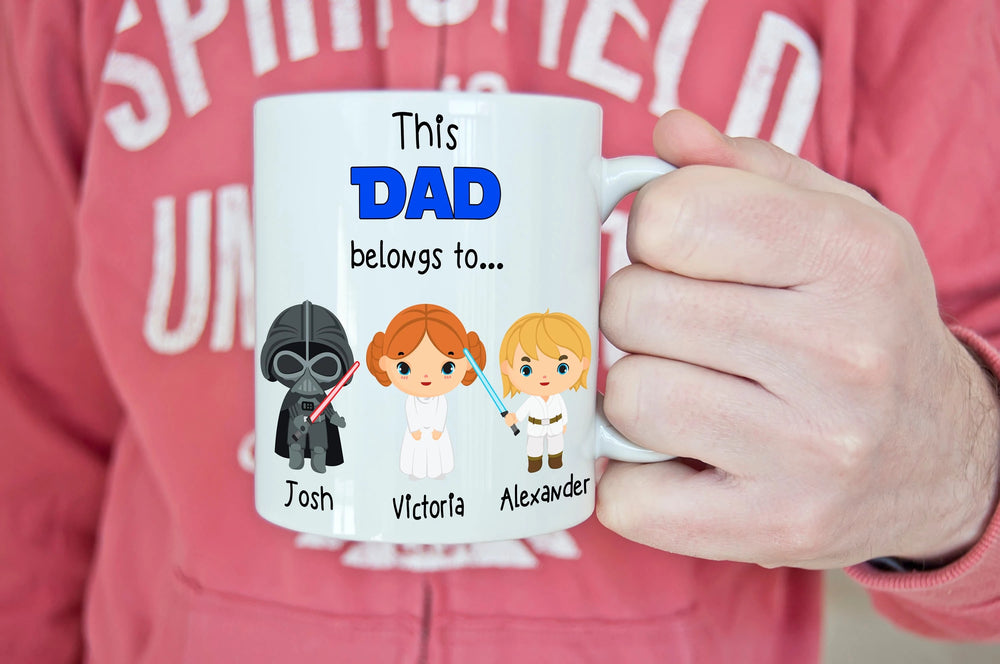 Family Mug - For Dad - Fathers Day Gift With Starwars Characters And Names - 11 oz. or 15 oz. Mug