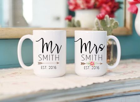 Personalized Mr And Mrs Mug Set Bride And Groom Mug - 11 oz. or 15 oz. Mug