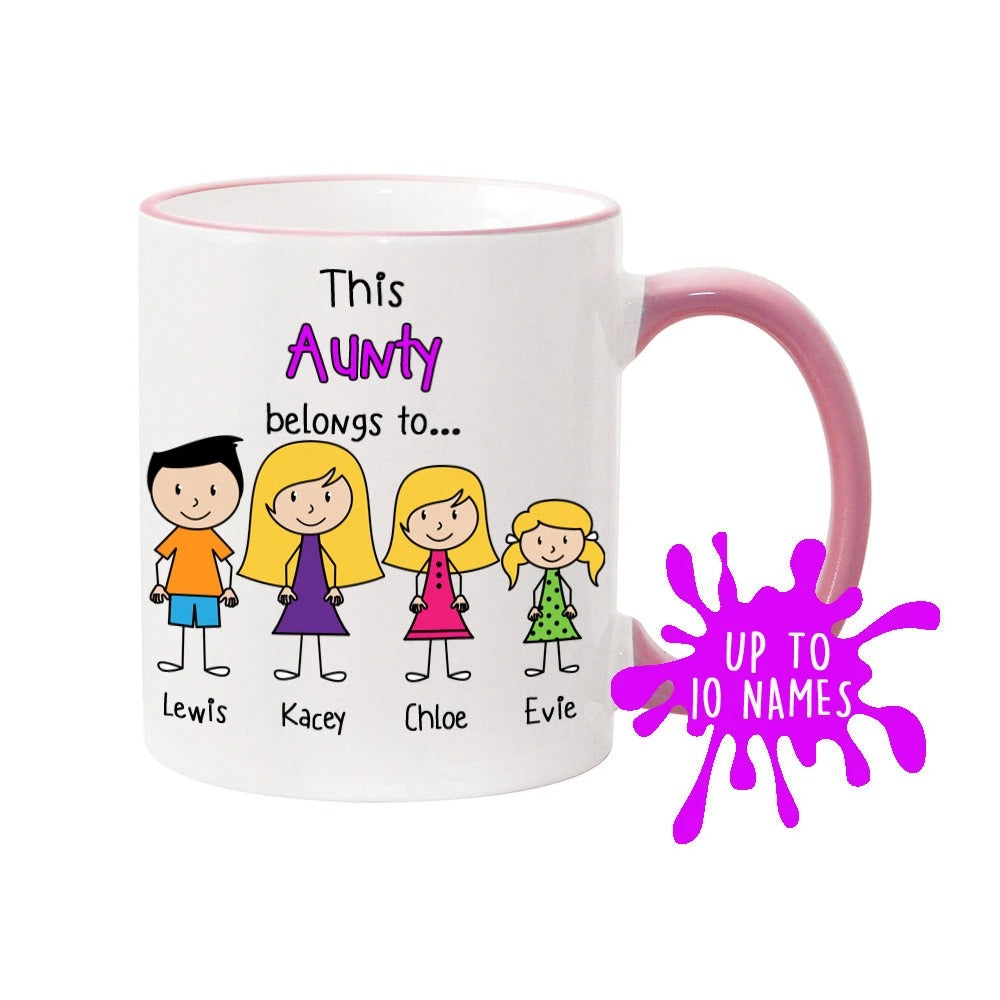 Personalized Aunty Family Mug - Gift for Aunty - 11 oz. or 15 oz. Mug