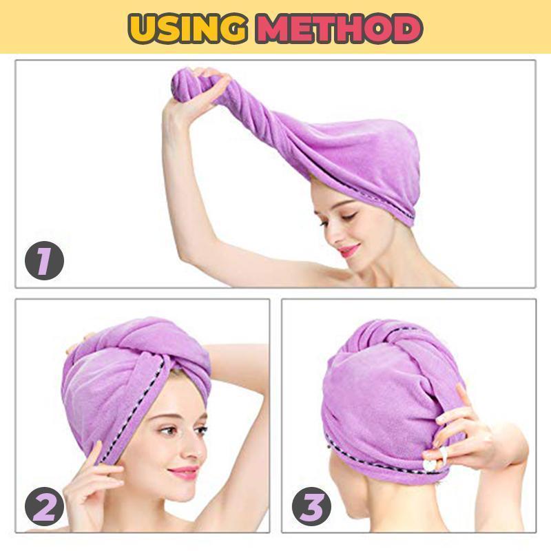 Rapid Hair Drying Microfiber Towel For Curly & All Hair Super Absorbent towel wrap with button