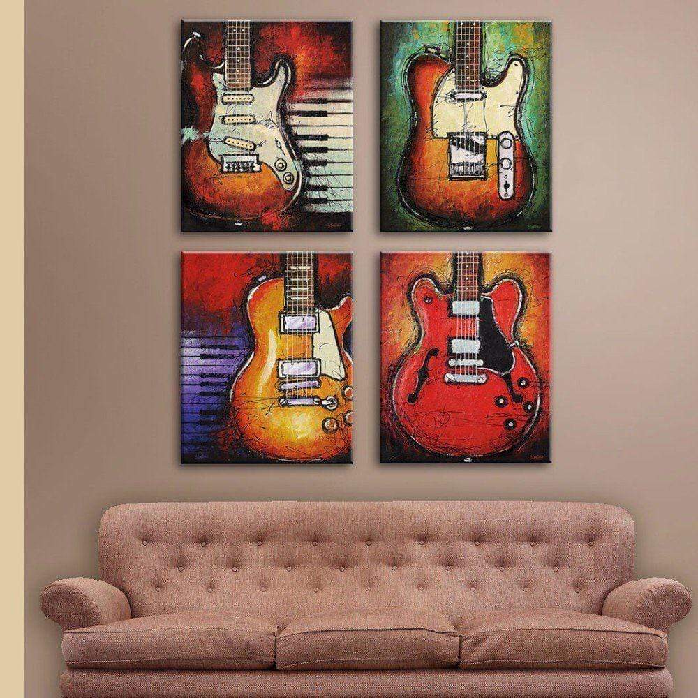 Classic Guitars Four Piece Canvas Print .75in Frame Housewares