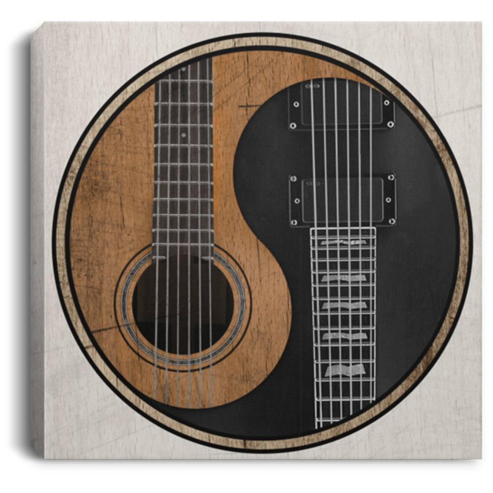 Yin Yang Guitar Canvas Guitar Print .75in Frame Housewares White / 8 x 8