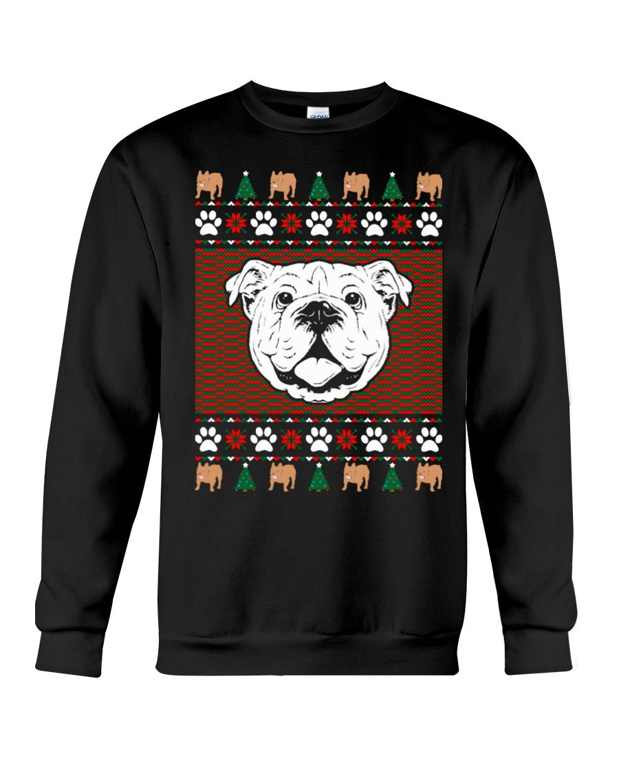 XMAS Happy Bulldog Sweatshirt - Unisex - Sizes Small to 5XL Ugly Christmas Sweater