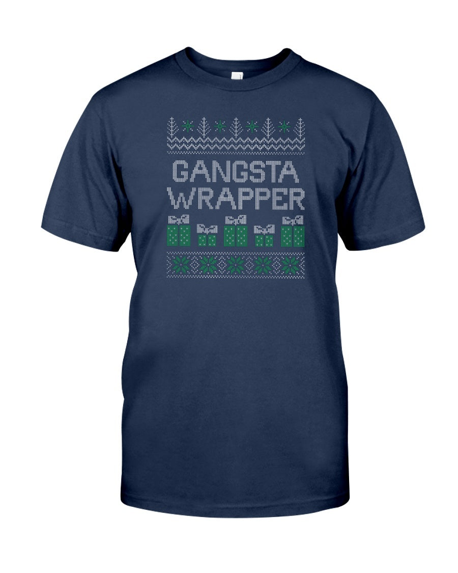 Gangsta Wrapper Navy Blue Sweatshirt - Unisex - Sizes Small to 5XL Ugly Christmas Sweater