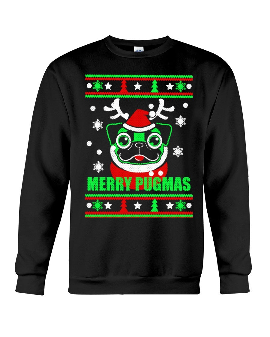 XMAS Cute Pugmas Crewneck Sweatshirt - Unisex - Sizes Small to 5XL Ugly Christmas Sweater
