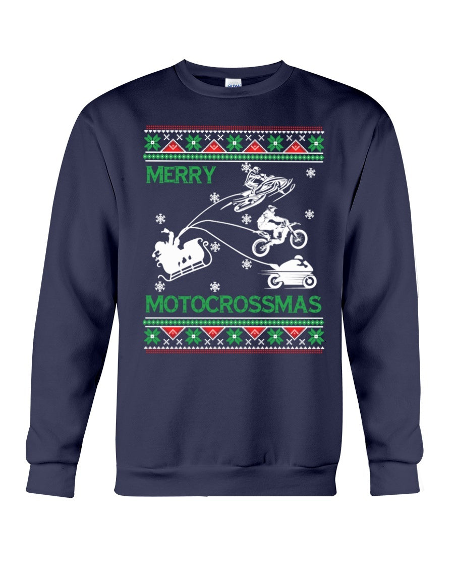Santa Claus Riding Triple Kind Of Bikes Sweatshirt - Unisex - Sizes Small to 5XL Ugly Christmas Sweater