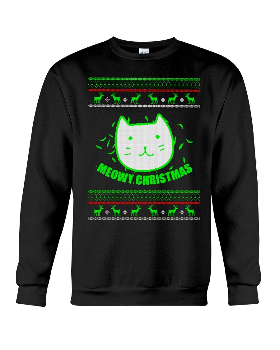 Poker Face Meowy Crewneck Sweatshirt - Unisex - Sizes Small to 5XL Ugly Christmas Sweater