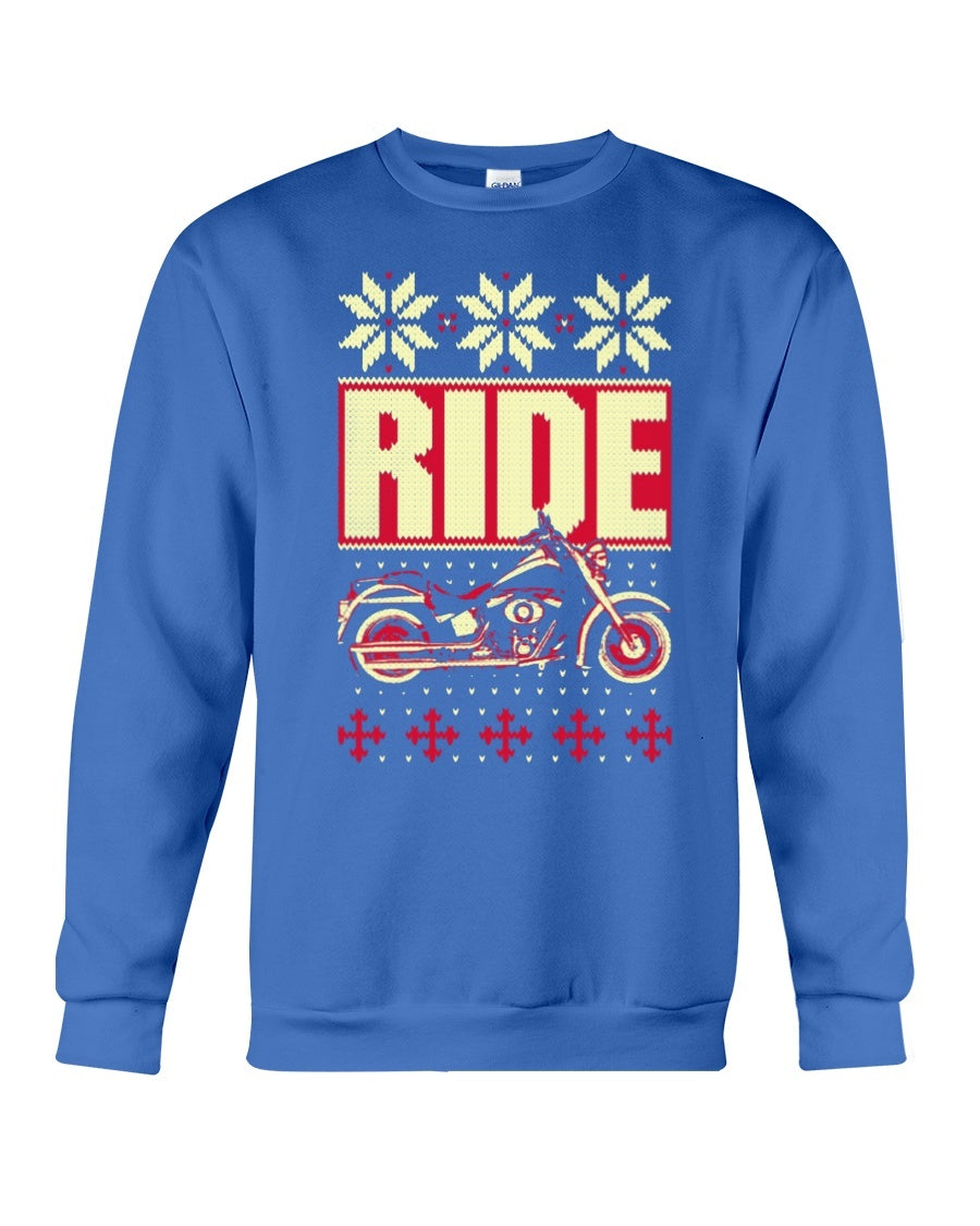 RIDE Blue Sweatshirt Gift Ideas - Unisex - Sizes Small to 5XL Ugly Christmas Sweater