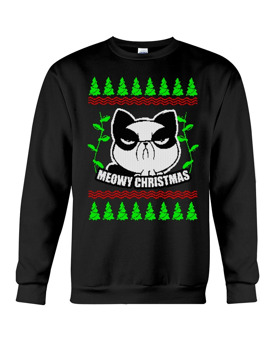 Angry Cat Meowy Sweatshirt- Unisex - Sizes Small to 5XL Ugly Christmas Sweater