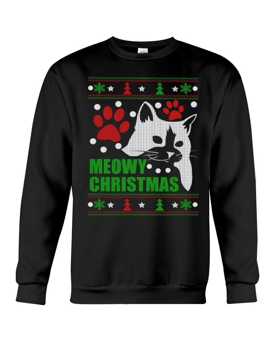 Sideview Cat Meowy Sweatshirt Gift Ideas - Unisex - Sizes Small to 5XL Ugly Christmas Sweater