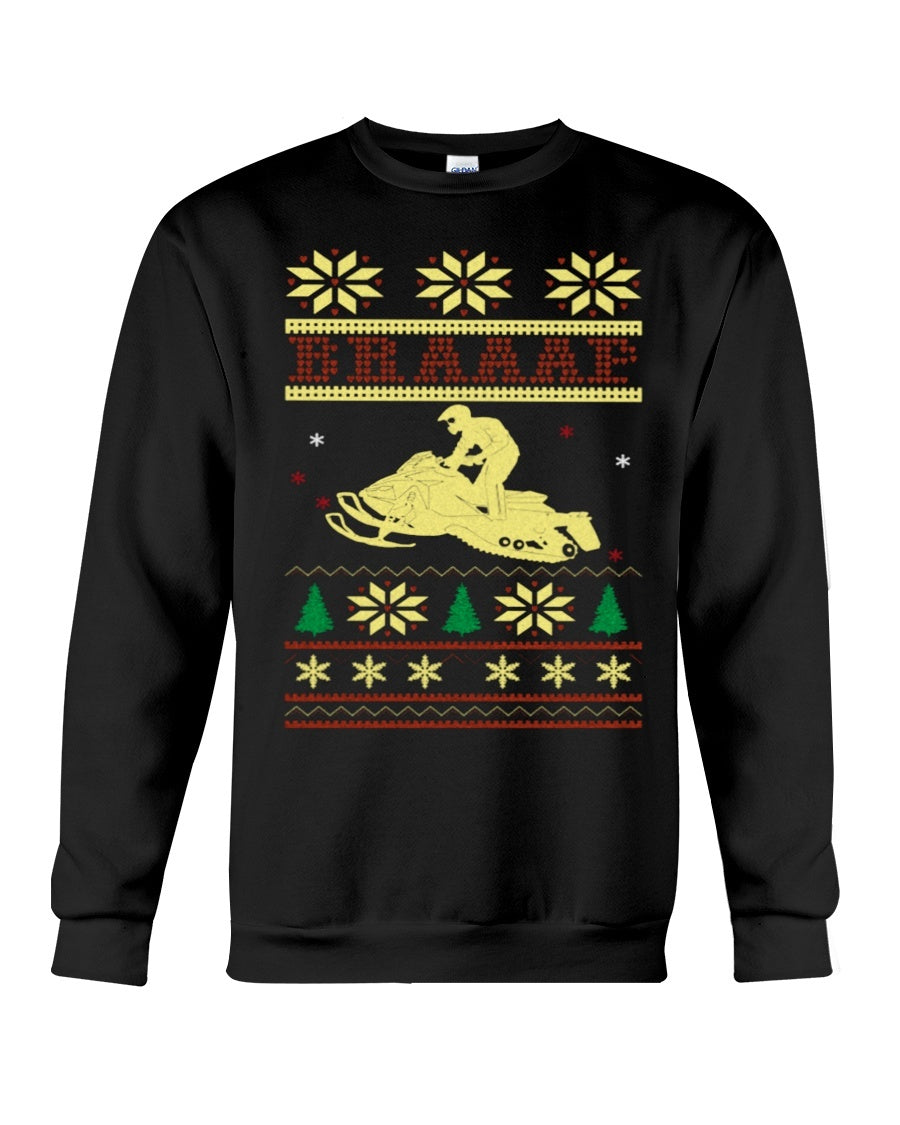 Yellow Snowmobile Sweatshirt - Unisex - Sizes Small to 5XL Ugly Christmas Sweater