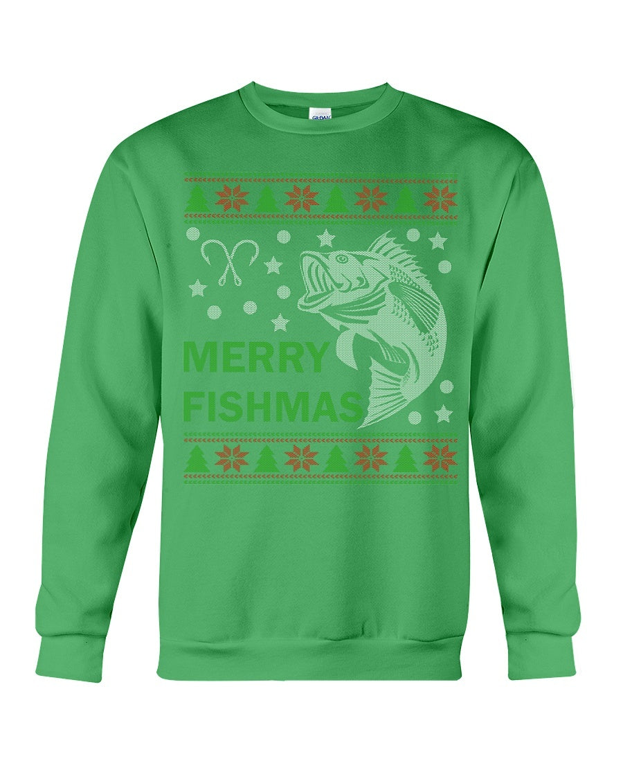 Merry Fishmas Crewneck Sweatshirt - Unisex - Sizes Small to 5XL Ugly Christmas Sweater