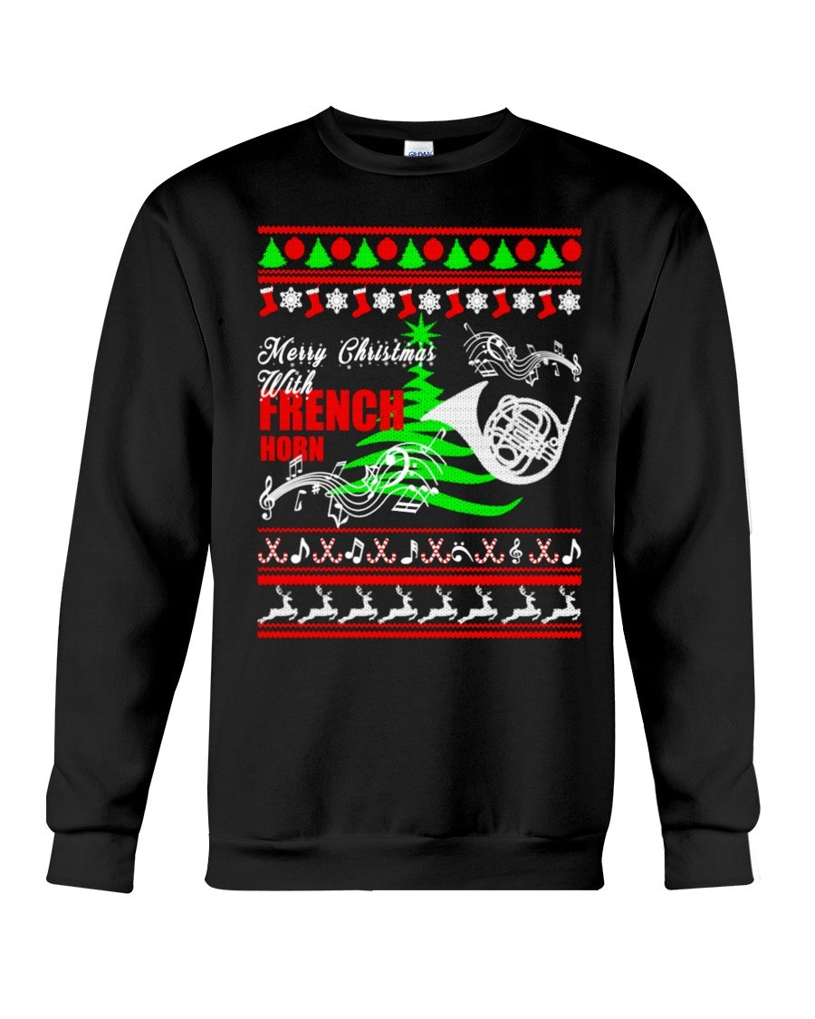 French Horn Sweatshirt - Unisex - Sizes Small to 5XL Ugly Christmas Sweater