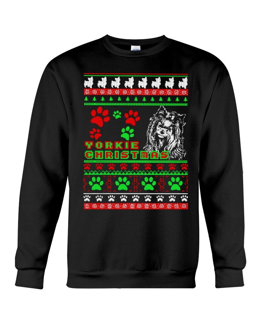 XMAS Yorkie Crewneck Sweatshirt - Unisex - Sizes Small to 5XL Ugly Christmas Sweater