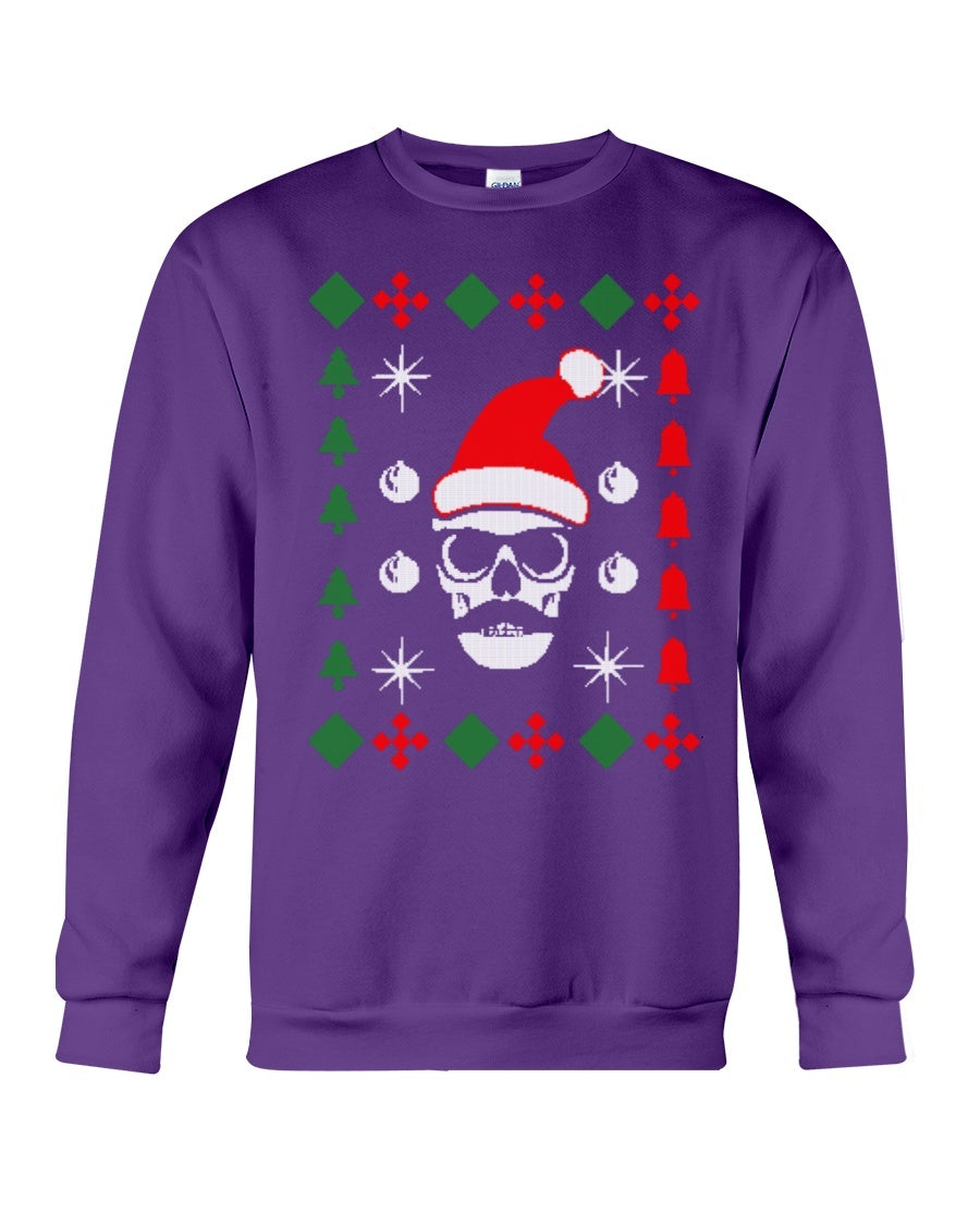 XMAS Cool Mustache Skull - Unisex - Sizes Small to 5XL Ugly Christmas Sweater