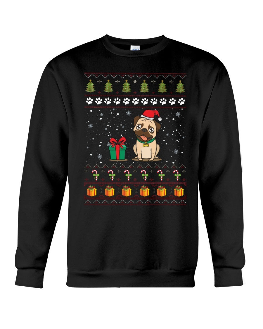 Cute Cartoon Pitbull With Present Sweater - Unisex - Sizes Small to 5XL Ugly Christmas Sweater