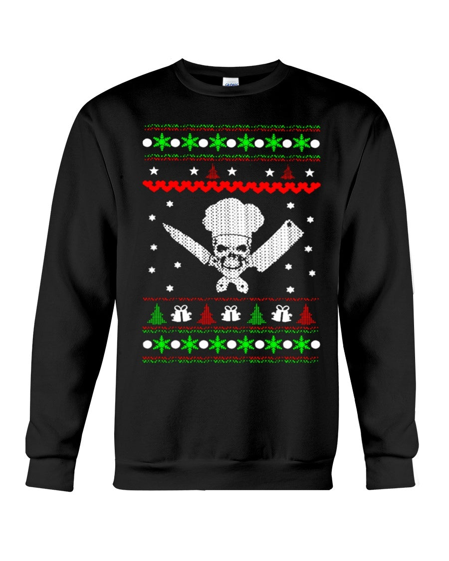 Skull Chef Crewneck Sweatshirt- Unisex - Sizes Small to 5XL Ugly Christmas Sweater